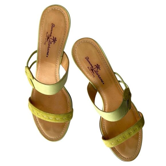 Tommy Bahama Green Kitten Heels Sandals Made in Italy in Size 9M - Picture 2 of 9
